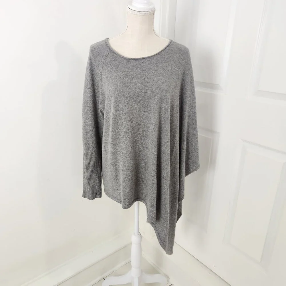 Chico's Light Gray Asymmetric Poncho Sweater